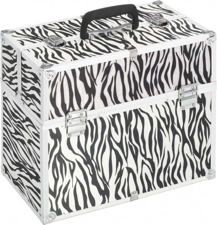 VIDAXL Make up koffer 37x24x35 cm aluminium zebrastreep