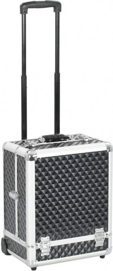 VIDAXL Make up trolley 35x29x45 cm aluminium zwart