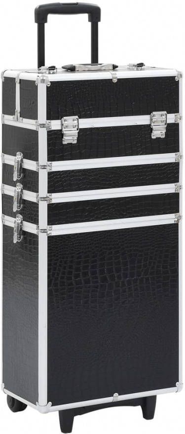 VIDAXL Make up trolley aluminium zwart met krokodillenpatroon