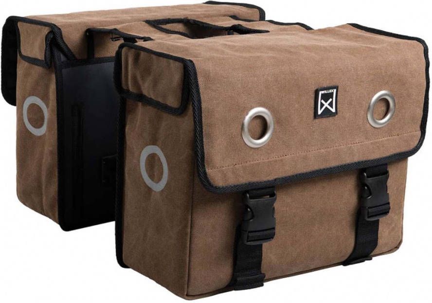 Willex Dubbele fietstas Canvas 40 liter bruin