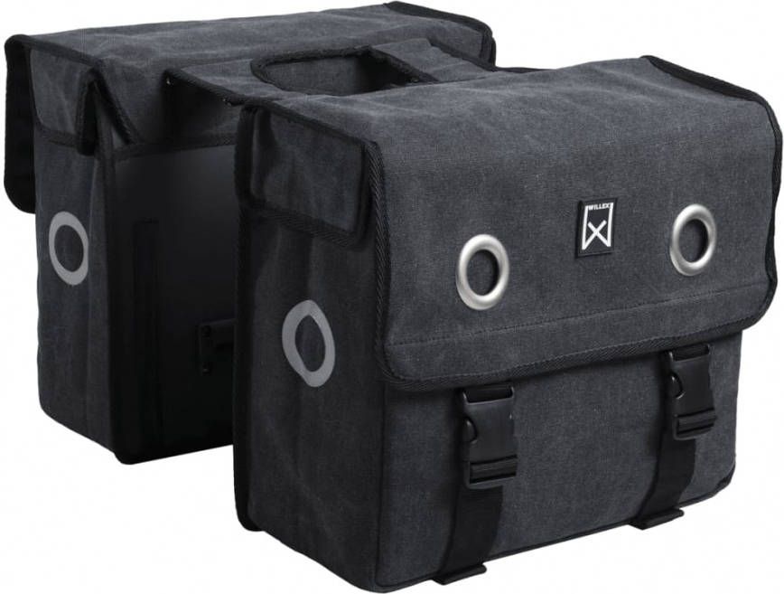 Willex Dubbele fietstas Canvas Plus 46 liter zwart