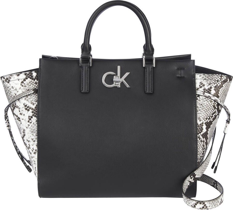 Calvin Klein handtas met slangenprint zwart