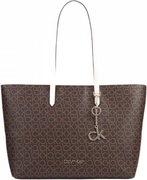 Calvin Klein shopper met all over logoprint donkerbruin