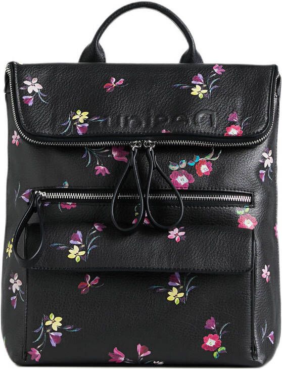 Desigual rugzak met all over bloemenprint zwart