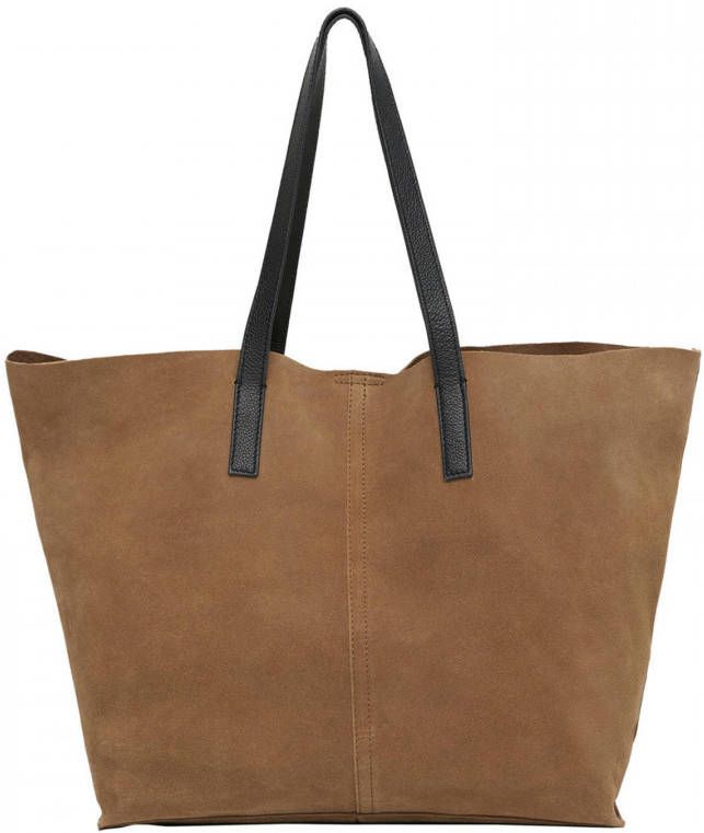 Mango Gabi shopper van suè, de met leren details